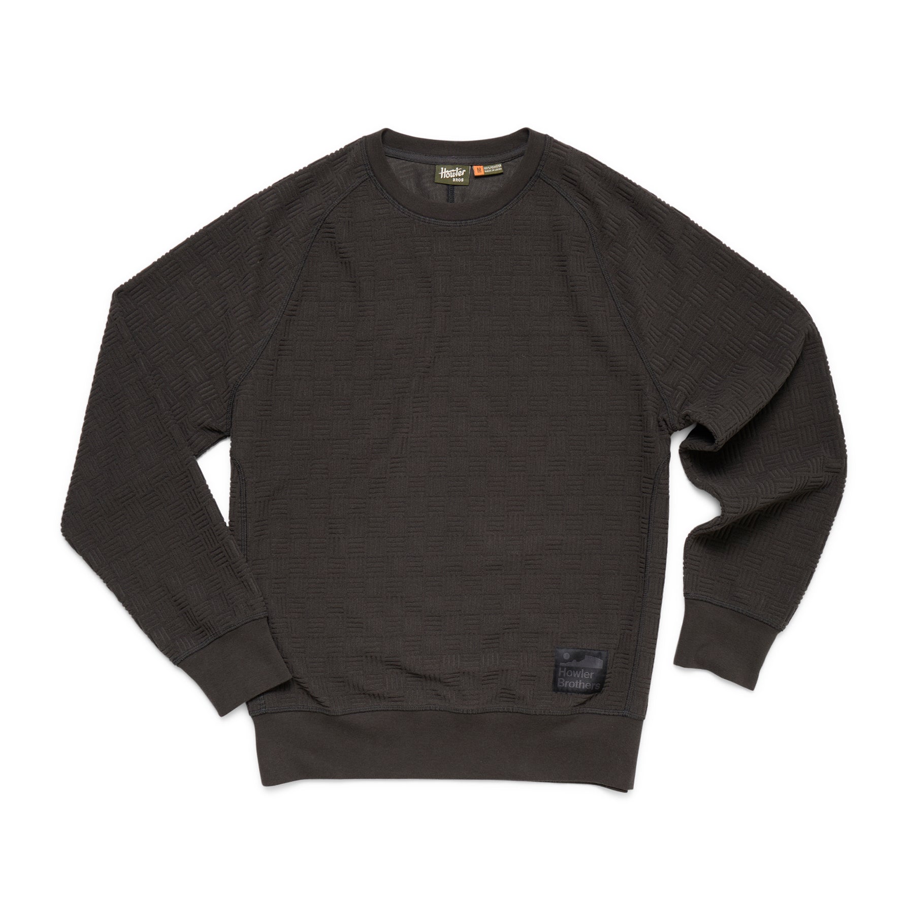 Eleos Fleece Crewneck - Grids Antique Black